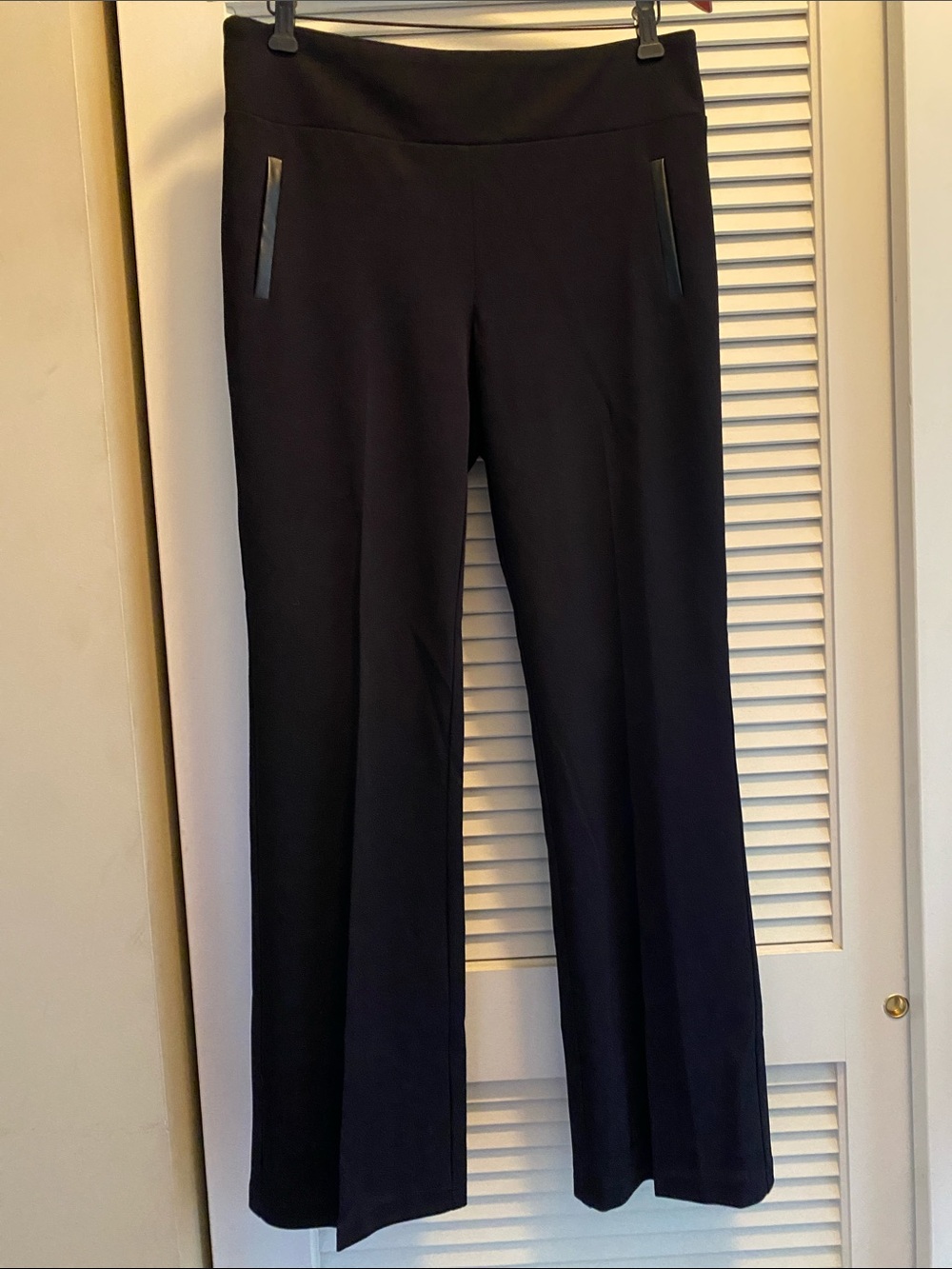 Soho Black Pants with Faux Leather Detailing. L